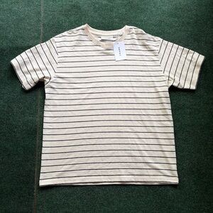 Frame Denim Cream and Black Striped Short-Sleeve Tee